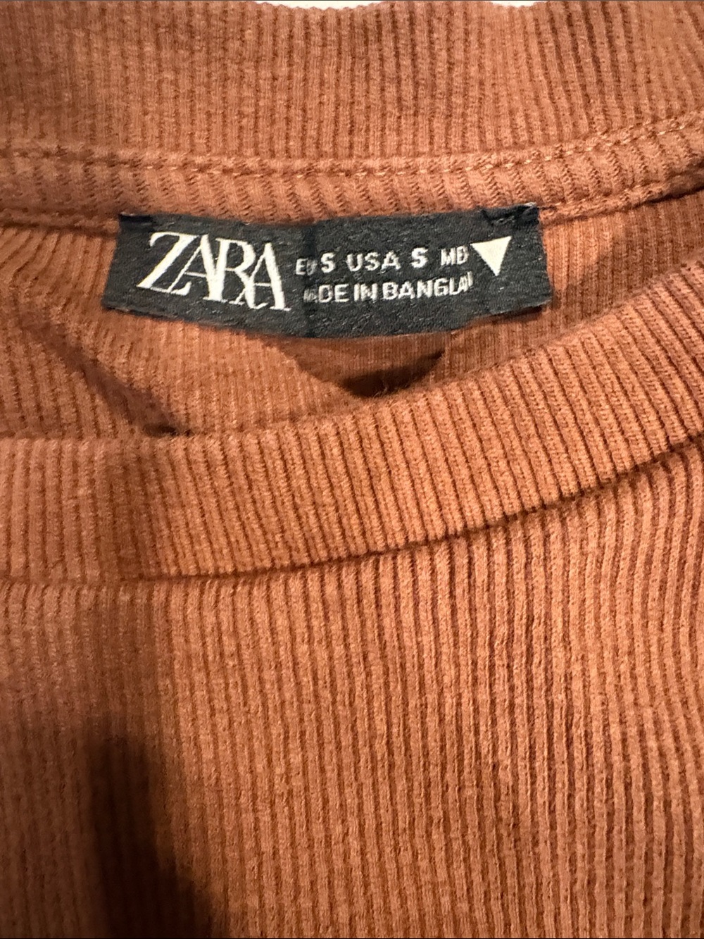 Zara Rust-Brown Ribbed Side-Tie Tank - Picture 5 of 7